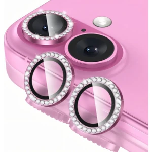 Apple iPhone 16 Plus Kamera Koruma Parlak Renkli Taşlı Lens Koruyucu Temperli Cam Koruma