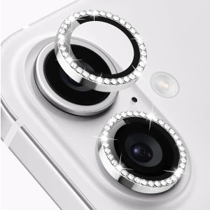 Apple iPhone 16 Kamera Koruma Parlak Renkli Taşlı Lens Koruyucu Temperli Cam Koruma