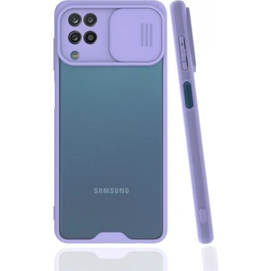 Samsung Galaxy A22 Kılıf Sürgülü Kamera Korumalı Ultra Ince Arkası Mat Şeffaf Ultra Ince Kılıf