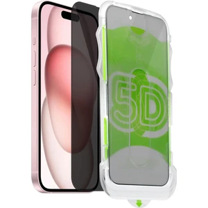 Apple iPhone 15 Uyumlu Kolay Uygulama Aparatlı Siyah Çerçeveli Tam Kapatan Hayalet Cam Ekran Koruyucu