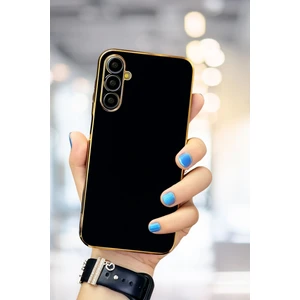 Samsung Galaxy A54 Kılıf Parlak Kenarlı Altın Işlemeli Kamera Korumalı Bark Kapak