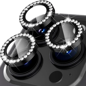 Apple iPhone 15 Pro Taşlı Parlak Kamera Lens Koruyucu Cam ve Çerçeve Kamera Koruma Lensi