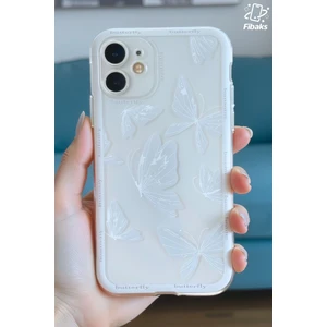 Apple iPhone 12 Uyumlu Kılıf Tasarımlı Desenli Kamera Korumalı Şeffaf Kelebek Esnek Yumuşak Silikon Kapak