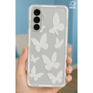 Samsung Galaxy M34 Uyumlu Kılıf Tasarımlı Desenli Kamera Korumalı Şeffaf Kelebek Esnek Yumuşak Silikon Kapak