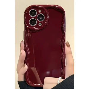 Apple iPhone 16 Pro Uyumlu Kılıf Kamera Korumalı Dalga Kenarlı Darbe Emici Bordo Silikon Kapak