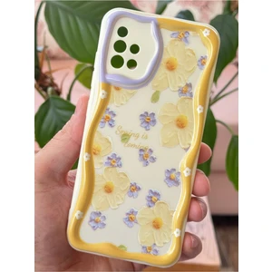 Samsung Galaxy A31 Kılıf Tasarımlı Desenli Kamera Korumalı Papatya Çiçek Renkli Silikon Kapak