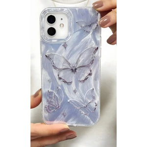 Apple iPhone 11 Uyumlu Kılıf Parlak Hologramlı Kelebek Desenli Darbe Emici Kamera Korumalı Renkli Silikon