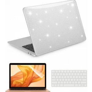 Apple Macbook Air 13.6 2022 M2 Çip A2681 Uyumlu Kristal Simli Şeffaf Transparan Koruyucu Kapak