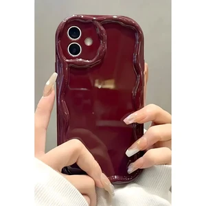 Apple iPhone 16 Uyumlu Kılıf Kamera Korumalı Dalga Kenarlı Darbe Emici Bordo Silikon Kapak
