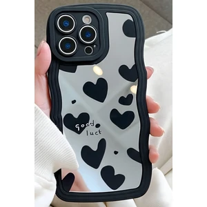 Apple iPhone 16 Pro Max Kılıf Aynalı Kalp Desenli Yumuşak Kenarlı Kamera Korumalı Silikon Kapak