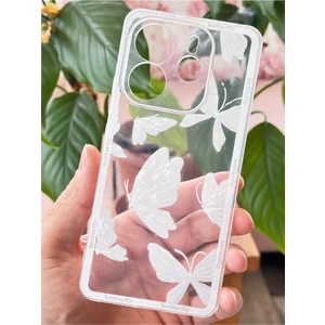 Xiaomi Redmi Note 14 4g Kılıf Kamera Korumalı Şeffaf Kelebek Desenli Esnek Yumuşak Silikon Kapak