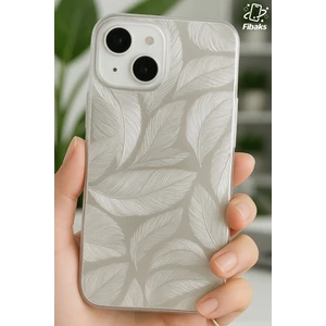 Apple iPhone 13/14 Uyumlu Kılıf Parlak Hologram Yaprak Desenli Darbe Emici Kamera Korumalı Silikon Kapak