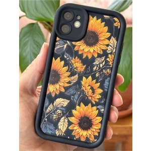 Apple iPhone 11 Kılıf Yumuşak Dokulu Ayçiçeği Desenli Yumuşak Kamera Korumalı Silikon Kapak