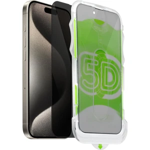 Apple iPhone 15 Pro Uyumlu Kolay Uygulama Aparatlı Siyah Çerçeveli Tam Kapatan Hayalet Cam Ekran Koruyucu