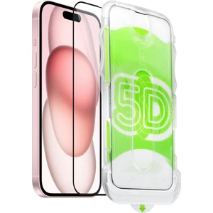 Apple iPhone 15 Uyumlu Kolay Uygulama Aparatlı Siyah Çerçeveli Tam Kapatan Cam Ekran Koruyucu