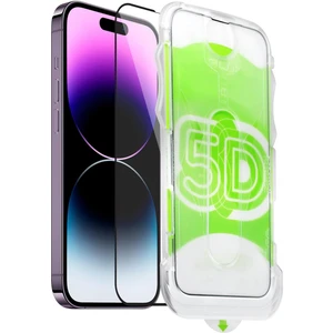 Apple iPhone 14 Pro Uyumlu Kolay Uygulama Aparatlı Siyah Çerçeveli Tam Kapatan Cam Ekran Koruyucu