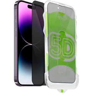 Apple iPhone 14 Pro Max Uyumlu Kolay Uygulama Aparatlı Siyah Çerçeveli Tam Kapatan Hayalet Cam Ekran Koruyucu