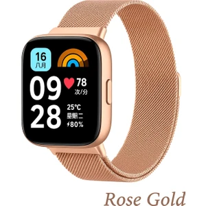 Xiaomi Redmi Watch 3 Active Uyumlu Metal Hasır Örgü Mıknatıslı Ayarlanabilir Paslanmaz Kordon