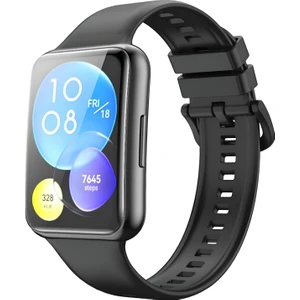 Huawei Watch Fit 2 Kordon Kayış Bleklik Esnek Yumuşak Premium Spor Silikon Siyah