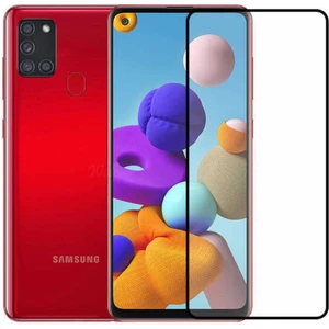 Samsung Galaxy A21S Tam Ekran Koruyucu Kırılmaz Cam 9H Temperli Koruma Dayanıklı 5D