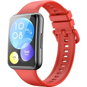 Huawei Watch Fit 2 Kordon Kayış Bleklik Esnek Yumuşak Premium Spor Silikon Kırmızı