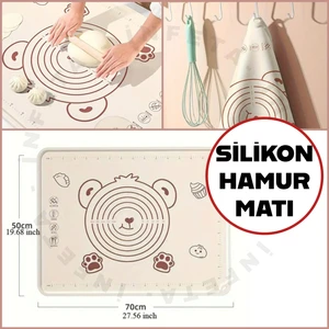 Kalın Silikon Ayıcıklı Hamur Açma Matı Yıkanabilir 40x50