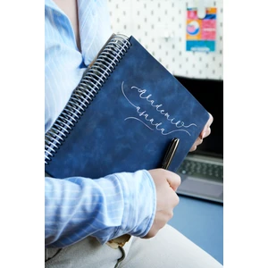 Victoria's Journals Vegan Deri Spiralli Akademik AJANDA-2025–2026 | 17X23 Cm. | Ayraçlı | Premium Sert Kapak| Blue Mind
