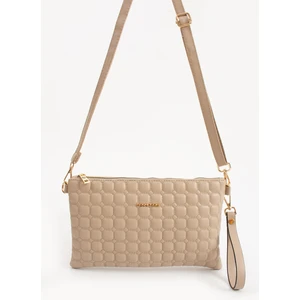 Kadın Suni Deri Kum Renkli Ayarlanabilir Çapraz ve El Askılı Portföy, Clutch Çanta