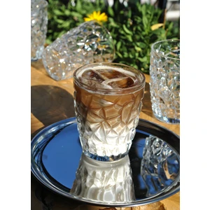 6'lı Kristal Desenli Cam Meşrubat Bardağı Su Kahve Bardak 240 Ml-Lavender