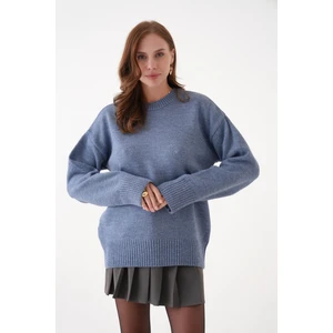 Yumuşak Dokulu Indigo Triko Kazak