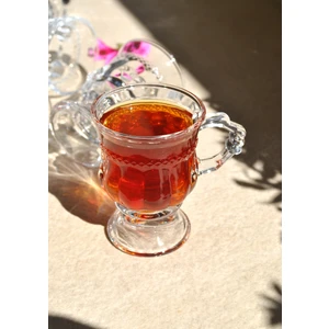 6'lı Ayaklı Cam Bardak - Kulplu Çay Kahve Bardağı 180 ml