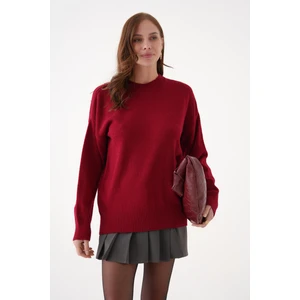 Yumuşak Dokulu Bordo Triko Kazak