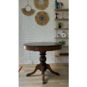 Concept Baba Ayaklı Masa Ahşap Yuvarlak Ceviz Renkli Açılır Masa (Çap 90  cm )