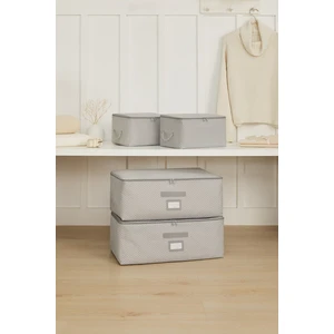 Ocean Home Textile 4'lü Gri Balıksırtı Baza Altı Kazak Pike Battaniye Hurcu, Hurç