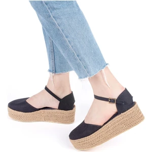 Gerçek Elişi Platformlu Poli Taban Espadril Dolgu Topuk Keten Espadril Handmade