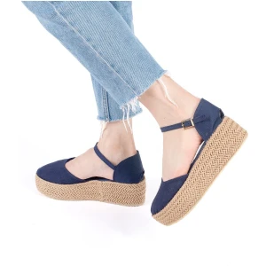 Gerçek Elişi Platformlu Poli Taban Espadril Dolgu Topuk Keten Espadril Handmade