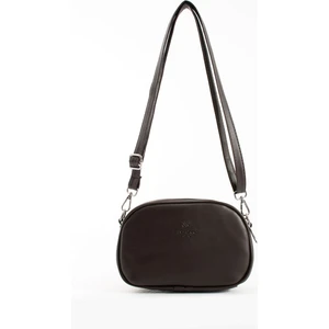 Kadın  Deri Ayarlanabilir Çapraz Askılı 2 Gözlü Koyu Kahverengi Omuz Çantası