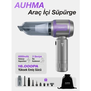 AHV-09 Kablosuz Taşınabilir Araç İçi El Süpürgesi | 16000PA Güçlü Vakum | 4’ü 1 Arada Çok Amaçlı Temizlik