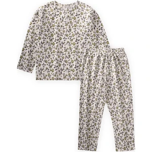 Desenli Kız Çocuk Pijama Takim 2-8 Yaş Ekru