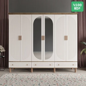 Soho 6 Kapaklı Aynalı Çekmeceli Mdf Gardırop