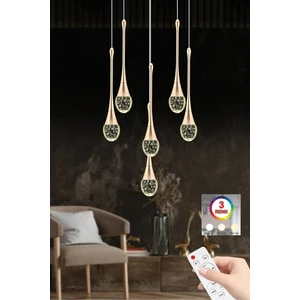 Istanbul Avize Mercure 6'lı Gold LED Kumandalı 3 Renk Modern Lüx Ledli Avize