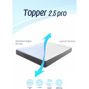 Topper 2.5 Pro - Serinletici Soğuk ve Lyocell Kılıflı Adaptif Visco Yatak Pedi - Memory Foam