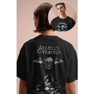 Unisex Avenged Sevenfold Sırt Baskılı Tişört, Oversize Rock Grubu Temalı T-Shirt