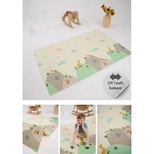 Monimubaby Katlanabilir Çift Taraflı Oyun Matı-Oyun Halısı 200X130X1CM (Taşıma Çantalı)