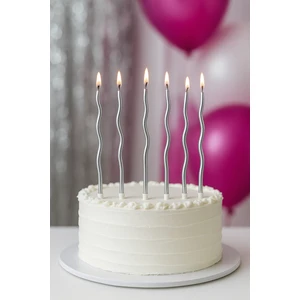 Spiral Pasta Mumu Gümüş 15 cm 6'lı