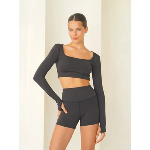 Samadhi Uzun Kollu Spor Siyah Crop