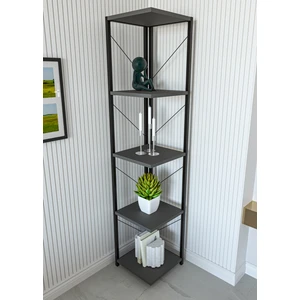 5 Raflı Metal Köşe Kitaplık Dekoratif Aksesuar Rafı Çiçeklik Salon Dekoratif Çok Amaçlı Raf