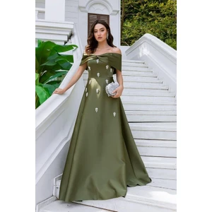 Madonnayakataş Detaylı Kiloş Uzunsaten Abiye