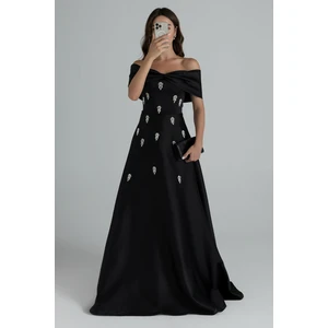 Madonnayakataş Detaylı Kiloş Uzunsaten Abiye