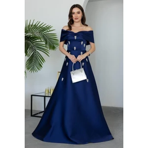 Madonnayakataş Detaylı Kiloş Uzunsaten Abiye